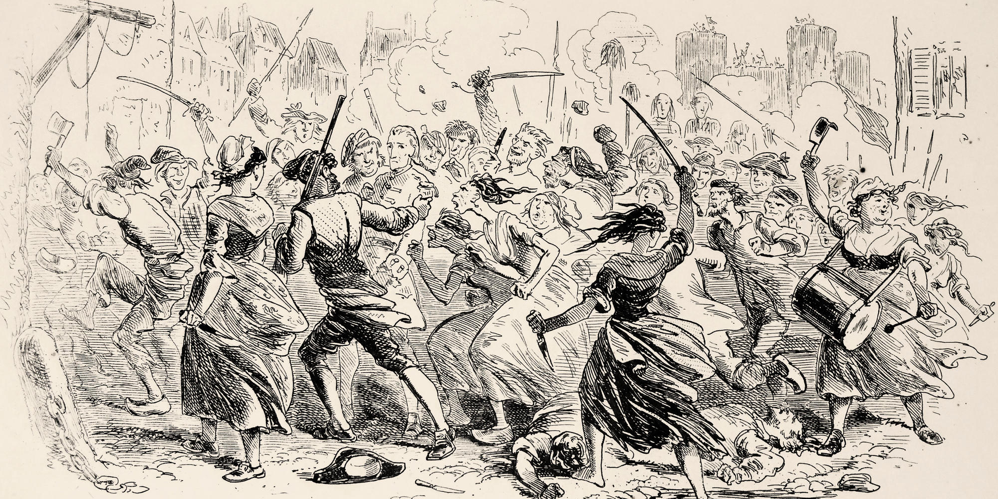 H. K Browne - English Illustrator - "The Sea Rises" by Phiz from "A Tale of Two Cities" by Charles Dickens. London: Chapman & Hall, 1859. First edition. First state.