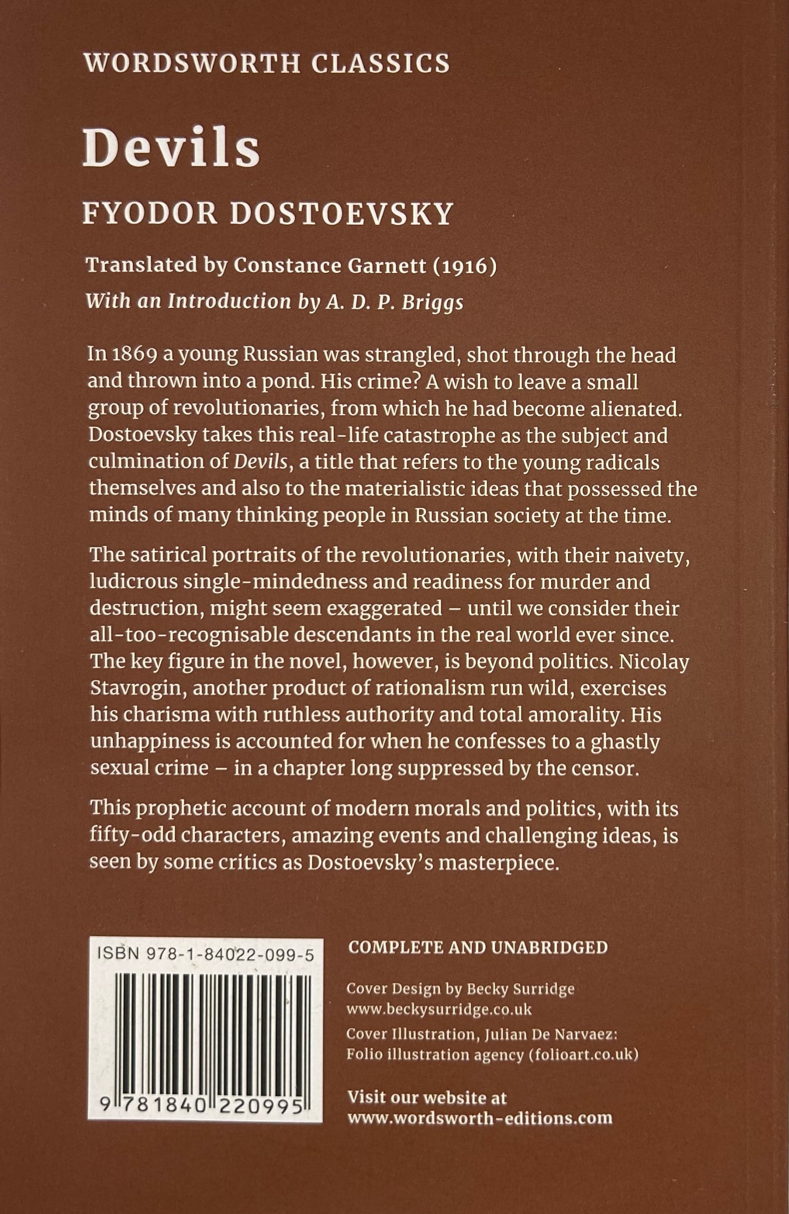 Dostoevsky Devils Back Cover